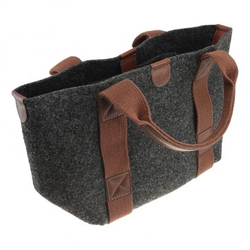 Gray Boiled Wool Leather Women's Purse