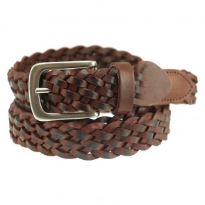 Mad River Brown Braided Leather Tab Belt