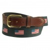 Allagash Patterned Web Belt with Leather Tabs